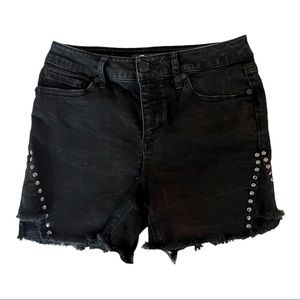 7 For All Mankind Black Studded Frayed Shorts